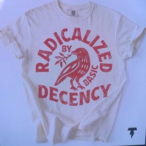Radicalized by Decency Bird Graphic Comfort Colors Ivory Tshirt Small-XL